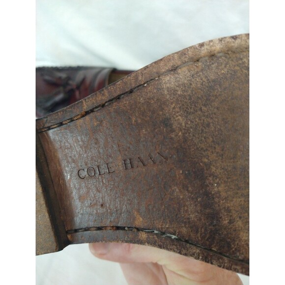 COLE HAAN Size 8 Pinch Tassel Leather Loafers C9 3507 in Deep Burgundy - Picture 9 of 14
